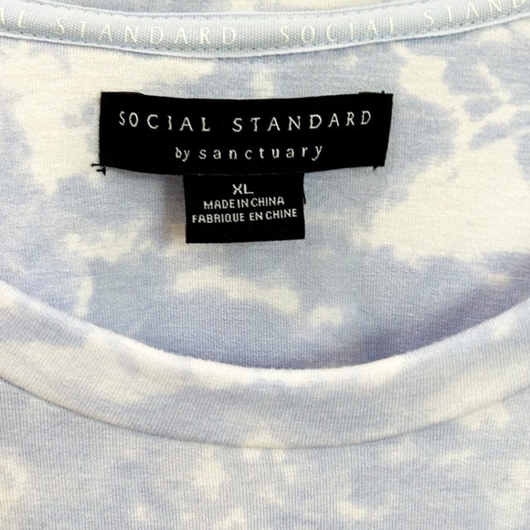 Sanctuary Social Standard Anthropologie Blue White Cloud Camo Sweatshirt Sz XL - Picture 4 of 8